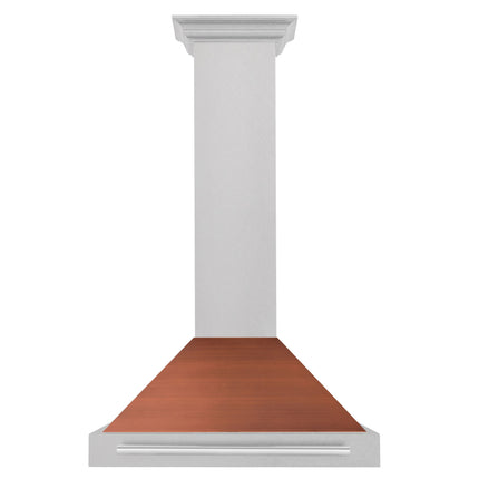 ZLINE 30 in. Convertible Fingerprint Resistant Satin Stainless Steel Range Hood with Copper Shell and Stainless Steel Handle (KB4SNX-C-30)