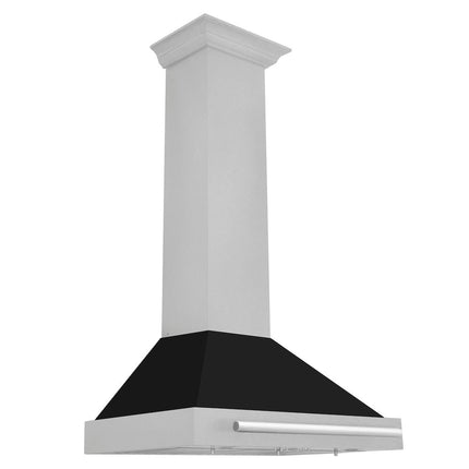 ZLINE 30 in. Convertible Fingerprint Resistant Satin Stainless Steel Range Hood with Black Matte Shell and Stainless Steel Handle (KB4SNX-BLM-30)
