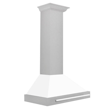 ZLINE 30 in. Convertible Satin Stainless Steel Wall Mount Range Hood with White Matte Shell and Stainless Steel Handle (KB4SNX-WM-30)