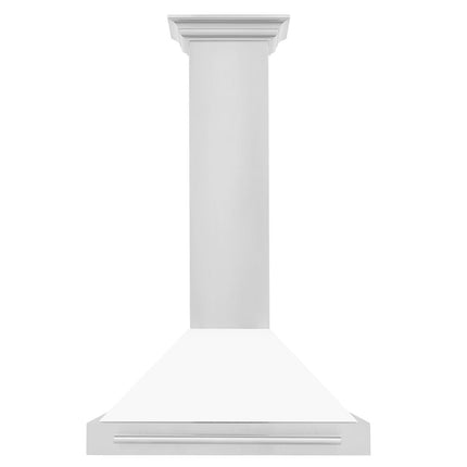 ZLINE 30 in. Convertible Stainless Steel Range Hood with White Matte Shell and Stainless Steel Handle (KB4STX-WM-30)
