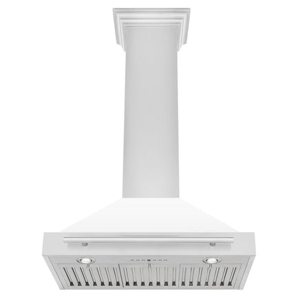 ZLINE 30 in. Convertible Stainless Steel Range Hood with White Matte Shell and Stainless Steel Handle (KB4STX-WM-30)