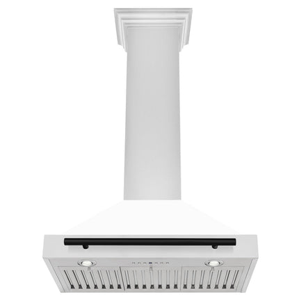ZLINE 30 in. Autograph Edition Convertible Stainless Steel Range Hood with White Matte Shell and Matte Black Accents (KB4STZ-WM30-MB)