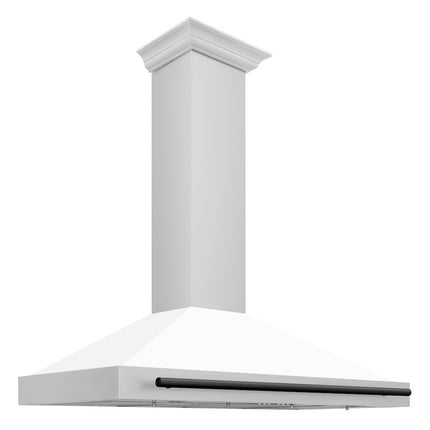 ZLINE 48 in. Autograph Edition Convertible Stainless Steel Range Hood with White Matte Shell and Matte Black Accents (KB4STZ-WM48-MB)