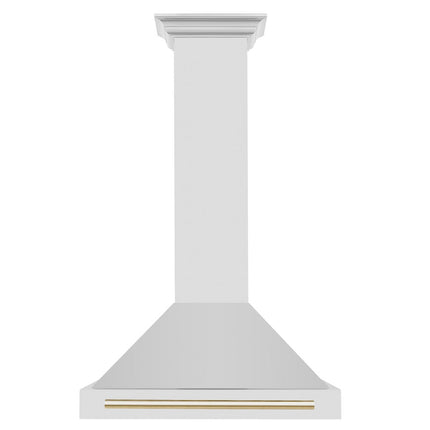 ZLINE 30 in. Autograph Edition Convertible Stainless Steel Range Hood with Stainless Steel Shell and Polished Gold Accents (KB4STZ-30-G)
