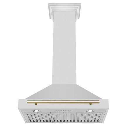 ZLINE 30 in. Autograph Edition Convertible Stainless Steel Range Hood with Stainless Steel Shell and Polished Gold Accents (KB4STZ-30-G)