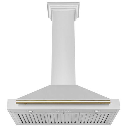 ZLINE 36 in. Autograph Edition Convertible Stainless Steel Range Hood with Stainless Steel Shell and Polished Gold Accents (KB4STZ-36-G)