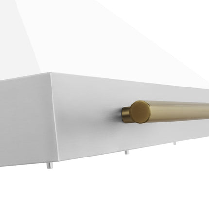 ZLINE 30 in. Autograph Edition Convertible Stainless Steel Range Hood with White Matte Shell and Champagne Bronze Accents (KB4STZ-WM30-CB)