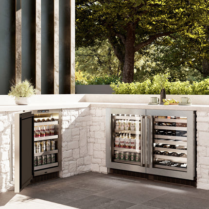 ZLINE 24 in. Touchstone Dual Zone 44 Bottle Wine Cooler with Satin Stainless Steel Glass Door (RWDO-SN-24)