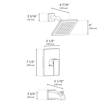 ZLINE Palisades Modern Shower System in Brushed Nickel (RBCN2-SHS-BN)