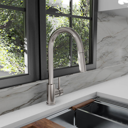 ZLINE Palisades Pull Down Single Handle Kitchen Faucet in Brushed Nickel (RBCN1-KF-BN)