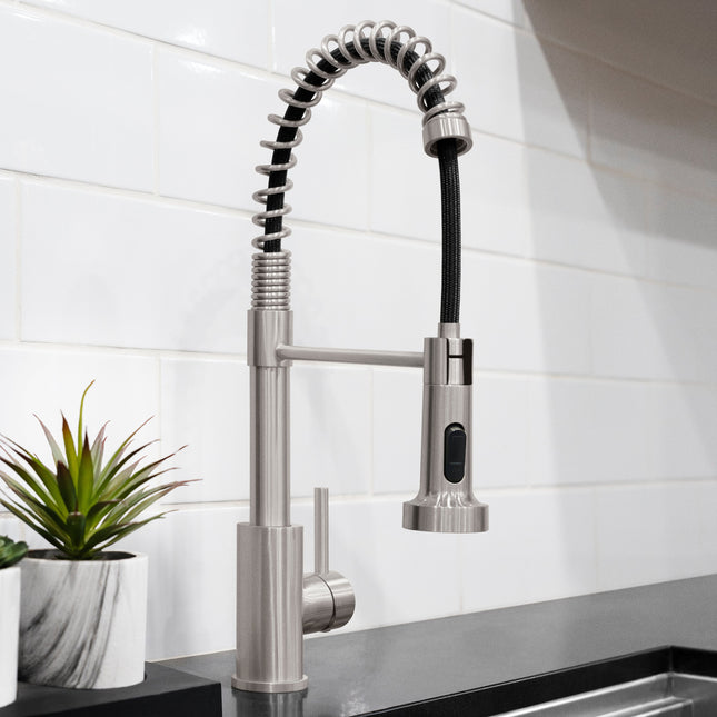 ZLINE Palisades Pull Down Spring Spray Wand Kitchen Faucet in Brushed Nickel (RBCN2-KF-BN)
