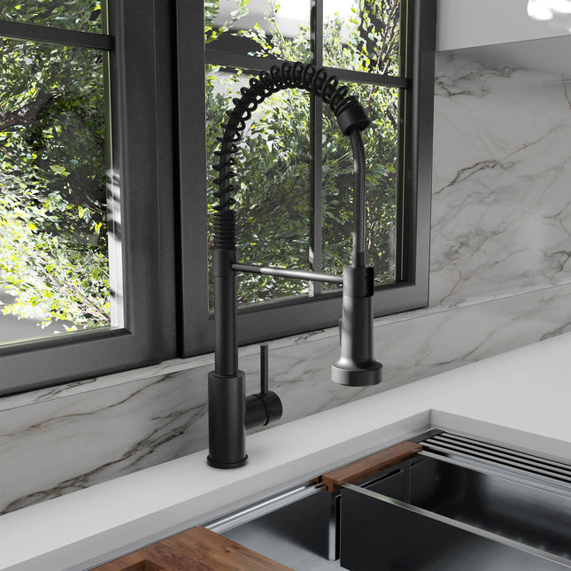 ZLINE Palisades Pull Down Spring Spray Wand Kitchen Faucet in Matte Black (RBCN2-KF-MB)