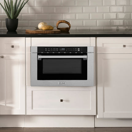ZLINE 24 in. 1.2 cu. ft. Built-in Microwave Drawer with a Traditional Handle in Satin Stainless Steel (MWD-1-SS-H)