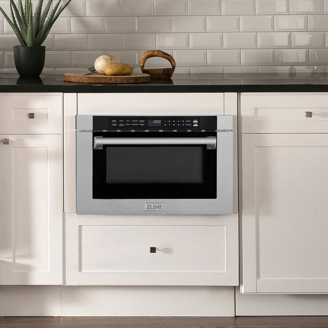 ZLINE 24 in. 1.2 cu. ft. Built-in Microwave Drawer with a Traditional Handle in Satin Stainless Steel (MWD-1-SS-H)