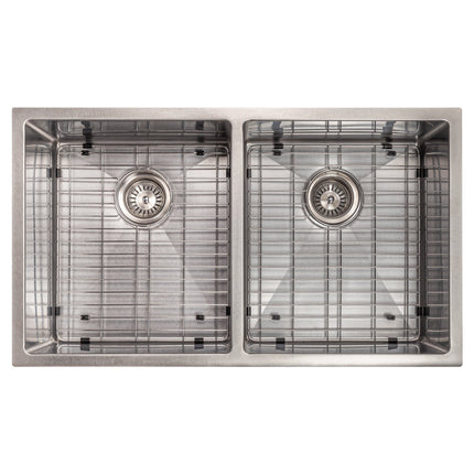 ZLINE 33 in. Anton Undermount Double Bowl Satin Stainless Steel Kitchen Sink with Bottom Grid (SR50D-33S)