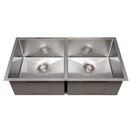 ZLINE 36 in. Anton Undermount Double Bowl Satin Stainless Steel Kitchen Sink with Bottom Grid (SR50D-36S)