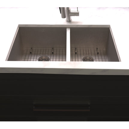 ZLINE 36 in. Chamonix Undermount Double Bowl Satin Stainless Steel Kitchen Sink with Bottom Grid (SR60D-36S)
