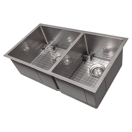 ZLINE 36 in. Chamonix Undermount Double Bowl Stainless Steel Kitchen Sink with Bottom Grid (SR60D-36)