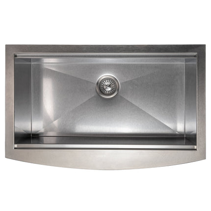 ZLINE 33 in. Moritz Farmhouse Apron Mount Single Bowl Satin Stainless Steel Kitchen Sink with Bottom Grid and Accessories (SLSAP-33S)