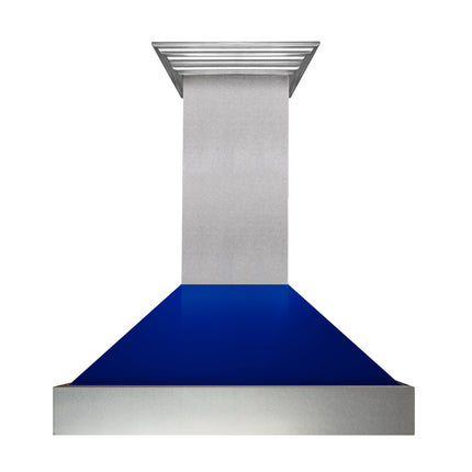 48" Ducted Fingerprint Resistant Stainless Steel Range Hood with Blue Gloss Shell (8654BG-48)