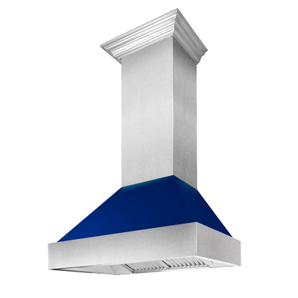 48" Ducted Fingerprint Resistant Stainless Steel Range Hood with Blue Gloss Shell (8654BG-48)
