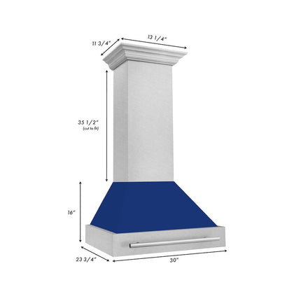 ZLINE 30" Fingerprint Resistant Stainless Steel Range Hood with Blue Gloss Shell (8654SNX-BG30)
