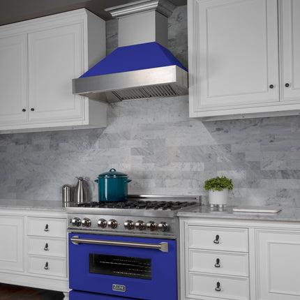 30" Ducted Fingerprint Resistant Stainless Steel Range Hood with Blue Matte Shell (8654BM-30)