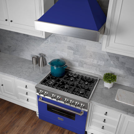 48" Ducted Fingerprint Resistant Stainless Steel Range Hood with Blue Matte Shell (8654BM-48)