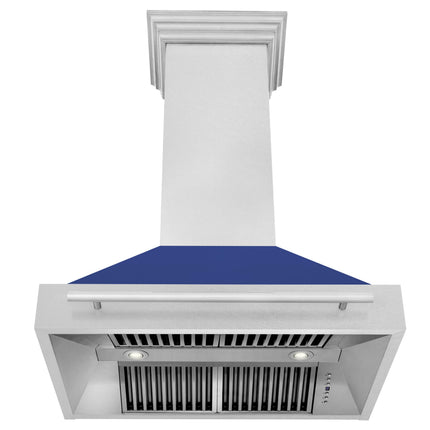ZLINE 36" Fingerprint Resistant Stainless Steel Range Hood with Blue Matte Shell (8654SNX-BM36)