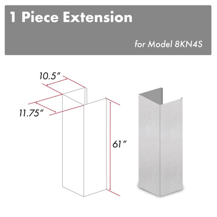 ZLINE 61 in. Satin Stainless Steel Chimney Extension for Ceilings up to 12.5 ft. (8KN4S-E)