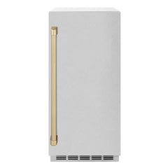ZLINE Autograph Edition 15 in. Touchstone Gourmet Ice Maker with Drain Pump and Satin Stainless Steel Door with Champagne Bronze Handle (IGMDZ-SN-15-CB) Zline Appliances