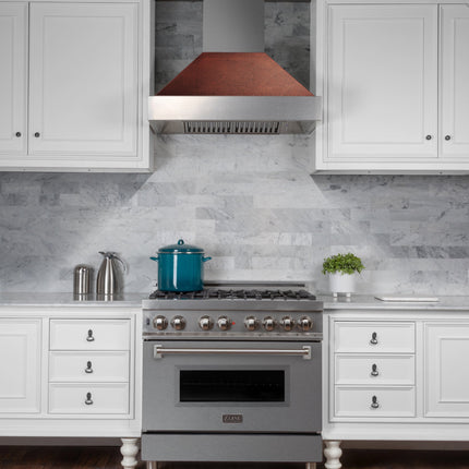 36" Ducted Fingerprint Resistant Stainless Steel Range Hood with Hand-Hammered Copper Shell (8654HH-36)