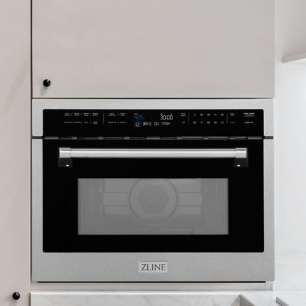 ZLINE 24 in. 1.6 cu ft. Built-in Convection Microwave Oven in Satin Stainless Steel with Speed and Sensor Cooking (MWO-24-SS)