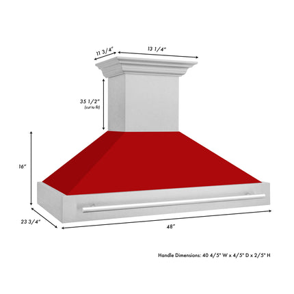 ZLINE 48" Fingerprint Resistant Stainless Steel Range Hood with Red Matte Shell (8654SNX-RM48)