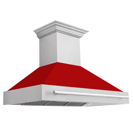 ZLINE 48" Fingerprint Resistant Stainless Steel Range Hood with Red Matte Shell (8654SNX-RM48)