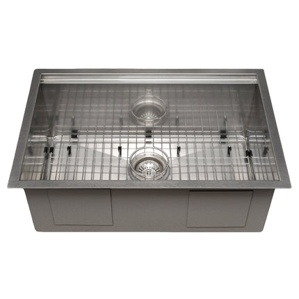 ZLINE 27 in. Garmisch Undermount Single Bowl Satin Stainless Steel Kitchen Sink with Bottom Grid and Accessories (SLS-27S)