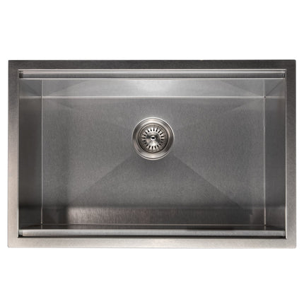 ZLINE 27 in. Garmisch Undermount Single Bowl Satin Stainless Steel Kitchen Sink with Bottom Grid and Accessories (SLS-27S)