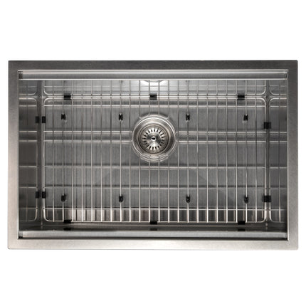 ZLINE 27 in. Garmisch Undermount Single Bowl Satin Stainless Steel Kitchen Sink with Bottom Grid and Accessories (SLS-27S)