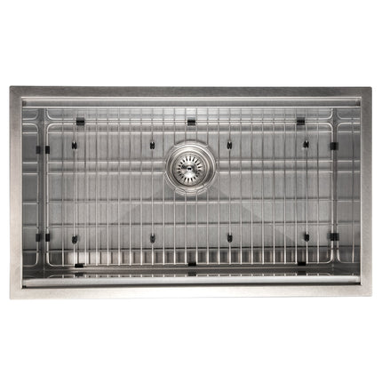 ZLINE 33 in. Garmisch Undermount Single Bowl Satin Stainless Steel Kitchen Sink with Bottom Grid and Accessories (SLS-33S)