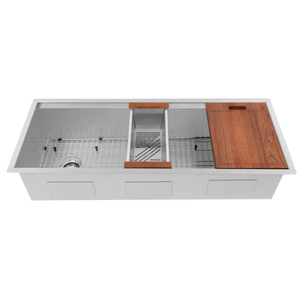 ZLINE 43 in. Garmisch Undermount Single Bowl Satin Stainless Steel Kitchen Sink with Bottom Grid and Accessories (SLS-43S)