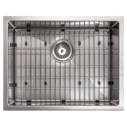 ZLINE 23 in. Meribel Undermount Single Bowl Satin Stainless Steel Kitchen Sink with Bottom Grid (SRS-23S)