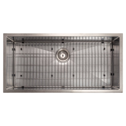 ZLINE 36 in. Meribel Undermount Single Bowl Satin Stainless Steel Kitchen Sink with Bottom Grid (SRS-36S)