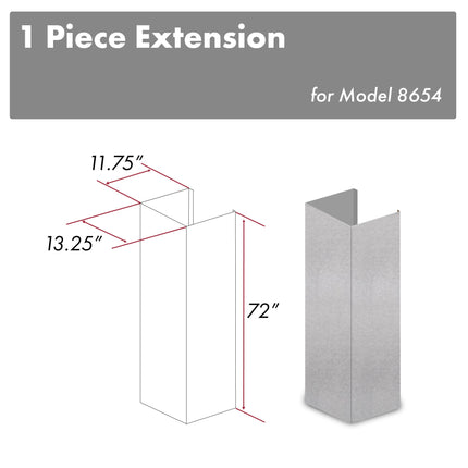 ZLINE 72 in. Satin Stainless Steel Extended Chimney and Crown (8654-E)
