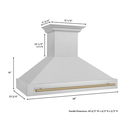 ZLINE Autograph Edition 48" Fingerprint Resistant Stainless Steel Range Hood with Champagne Bronze Handle (8654SNZ-48-CB)