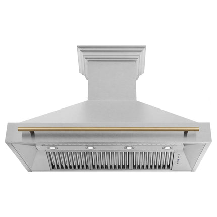 ZLINE Autograph Edition 48" Fingerprint Resistant Stainless Steel Range Hood with Champagne Bronze Handle (8654SNZ-48-CB)