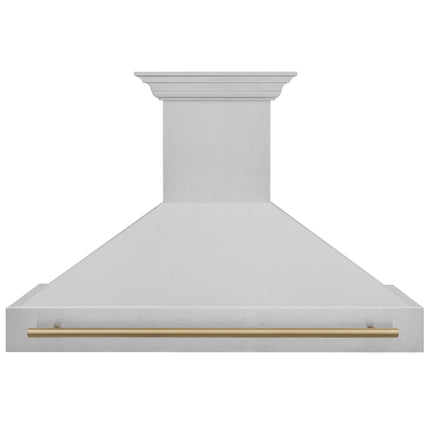 ZLINE Autograph Edition 48" Fingerprint Resistant Stainless Steel Range Hood with Champagne Bronze Handle (8654SNZ-48-CB)