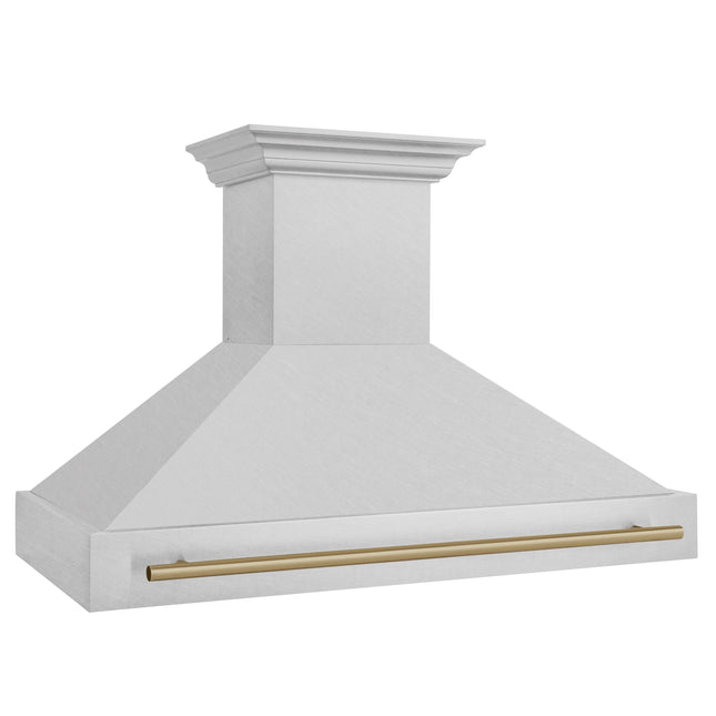ZLINE Autograph Edition 48" Fingerprint Resistant Stainless Steel Range Hood with Champagne Bronze Handle (8654SNZ-48-CB)