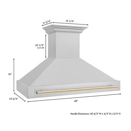 ZLINE Autograph Edition 48" Fingerprint Resistant Stainless Steel Range Hood with Polished Gold Handle (8654SNZ-48-G)