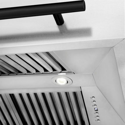 ZLINE Autograph Edition 48" Fingerprint Resistant Stainless Steel Range Hood with Matte Black Handle (8654SNZ-48-MB)