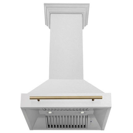 ZLINE Autograph Edition 30" Fingerprint Resistant Stainless Steel Range Hood with Champagne Bronze Handle (8654SNZ-30-CB)
